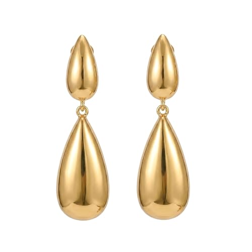 Aretes estilo lágrima doble clip para mujer