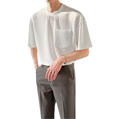T-shirt graphique homme col rond manches courtes coton uni classique