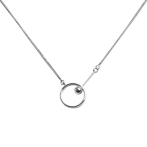 OUMIFA Damen Anhänger Halskette Geometrische Ring Halskette Einfache Temperament Box Kette Pullover Kette Frau Verlobung Party Geschenk für Mama Frau oder Freundin, Metall Cover