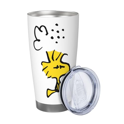 マグカップ ウッドストック スヌーピー コーヒーカップ コンビニカップ 保冷 保温 タンブラー ステンレス製 大容量 真空断熱マグ 蓋付き 持ち運び 直接ドリップ 車用 600ml Straw Three-piece Set