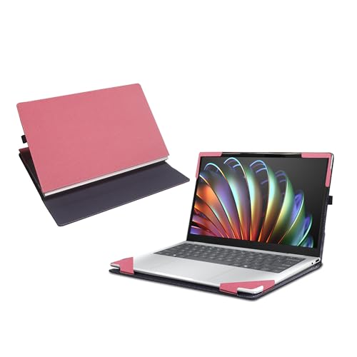 Funda para laptop HP Envy x360 2-en-1 14 pulgadas PU cuero rosa miniatura 1