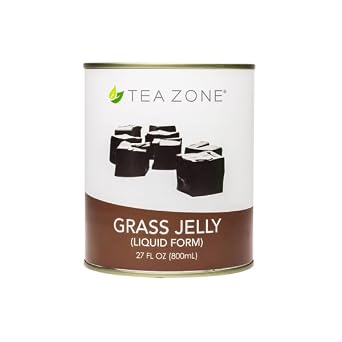 Tea Zone Grass Jelly [27 fl oz] Authentic Herbal Boba Topping for Bubble Tea, Milk Tea & Desserts | Ready-to-Use, Jiggly Texture
