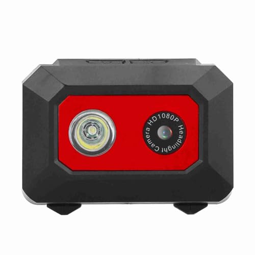 Videocamera Sportiva HD 1080P Montata Sulla Testa DVR con Obiettivo Grandangolare e Faro a LED per attività Allaperto rosso
