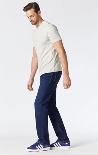 Mavi Men's Matt Mid Rise Relaxed Straight Leg Jeans, Deep Brushed Williamsburg, 40 x 323