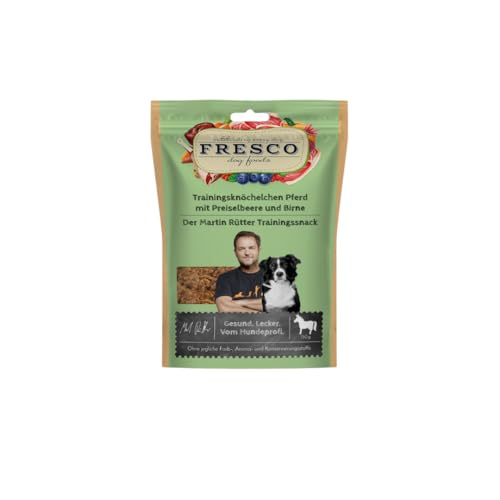 Fresco Trainingsknöchelchen Pferd mit Preiselbeere & Birne | 3er Pack | 3 x 150 g | Ergänzungsfuttermittel für Hunde | Zum Training oder als Belohnung zwischendurch | Ohne künstliche Zusätze