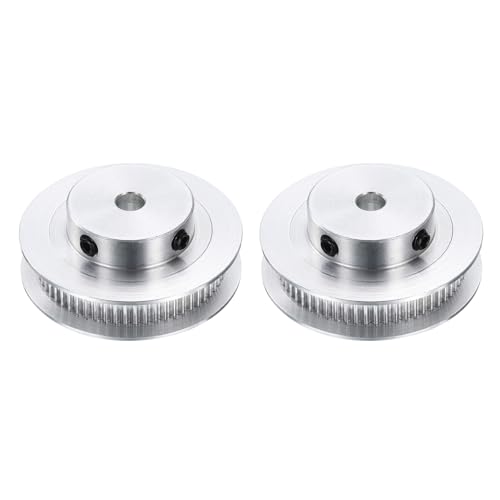 sourcing map 2Pcs GT-2 Pulley Synchronous Wheel 60 Teeth 6mm Bore, Fit with 6mm Width Belt, Aluminum Alloy Timing Pulley Wheel for 3D Printer, CNC Machine