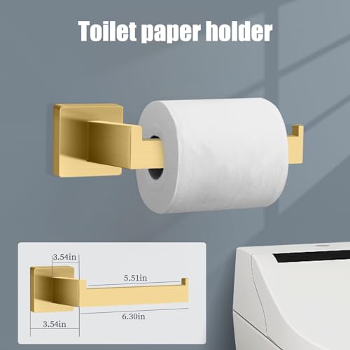 5 Piece Gold Towel Bar Set Bathroom Hardware Set Gold Bathroom Accessories Set with 2 Towel Hook, Stainless Steel Wall Mounted Bathroom Towel Rack Set Square 16-Inch by Dorudon atrox - Image 4