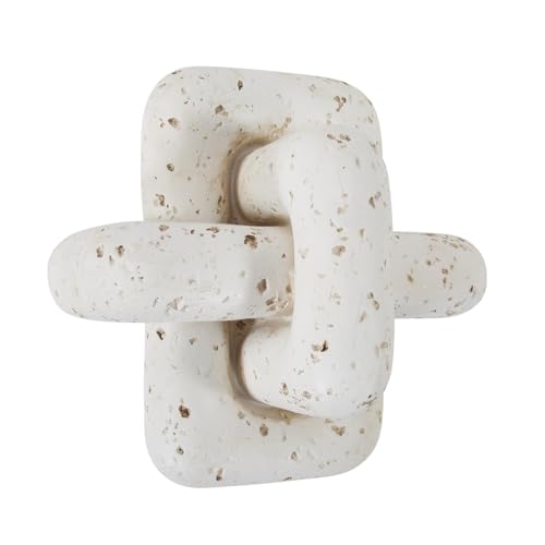 Image of Howard Elliott Collection Everlink Natural Stone Sculpture for Home & Garden Decor, Decorative Resin Figurine with Interlocking Travertine Texture for Home & Office Decor, White, 8 x 8 Inch