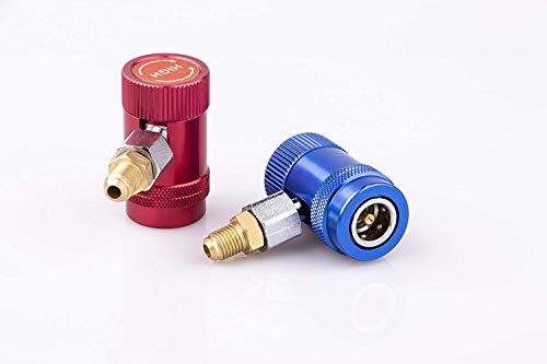 MEETOZ R1234yf Acopladores Rápidos Adaptadores Conneter Ajustable, Alto/Bajo Lado R1234yf Acopladores Manuales Conector Adaptadores con Puerto Macho de 1/4" para Refrigerantes A/C Manifold Gauge Set Cover