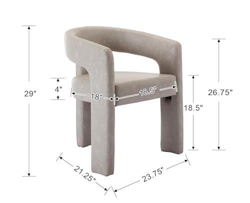 Image of HNY Modern Barrel Kitchen & Dining Room Chairs Set of 2, PU Leather Upholstered Accent Chairs with Arm, 18.5'' Wide Side Armchairs Vanity Chairs for Living Room Bedroom Makeup Small Spaces, Grey
