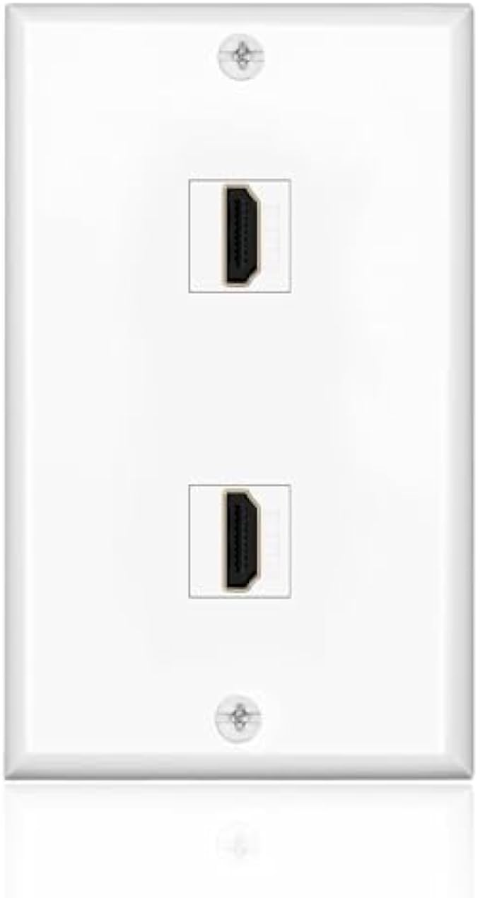 TNP HDMI Wall Plate (2 Port, White) HDMI Face Plate Socket Insert Jack Outlet Panel Mount Support 4K 60Hz HDR ARC/eARC Full HD 3D Ethernet High Speed Cable Extension Coupler f/Projector & Home