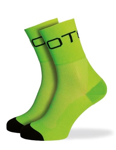BIOTEX Calza Fun Unisex per Ciclismo e Running, Calzini Sportivi Leggeri e Traspiranti per Tutte le Stagioni, Verde Fluo, M (40-42)