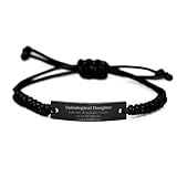 Unbiological Daughter Black Rope Bracelet For we walk by faith, not by sight. 2 CORINTHIANS 5:7 - Inspirational Gifts for Christmas, Birthday, Graduation