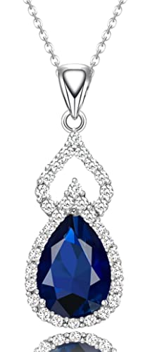 Image of LMXXVJ Necklace Pendant for Women,Teardrop Necklace Birthstone Necklace Pendant Jewelry Anniversary/Birthday Gift for Mom Wife Friend,18" + 2"