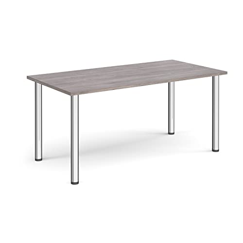 Mr Office Rectangular radial leg meeting table - chrome legs, Grey oak, 1600