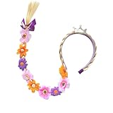 Ornée d'un diadème et de fleurs : la perruque est décorée d'un diadème scintillant et de charmantes fleurs, ce qui en fait un bel accessoire qui ajoute une touche de royauté et d'élégance à n'importe quel costume de princesse.
