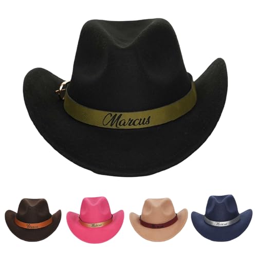 Personalized Boys Cowboy Hats for Kids Ages 2-8, Leather Hatband Toddler Cowboy Hat, Western Cowgirl Hat for Girls