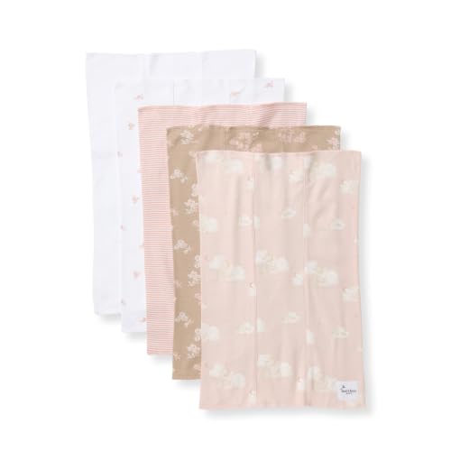 Image of Burt's Bees Baby Burp Cloths, 100% Organic Cotton Extra Absorbent Soft Fabric, Large Drool Cloths 17 x 11.75 in, 5-Pack