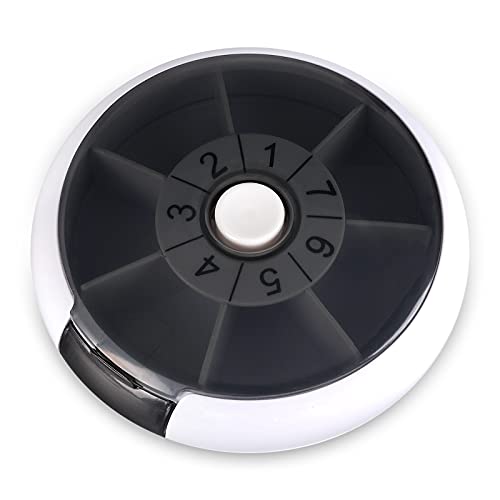 Opret Pilulier Journalier 7 Jours, Petit Tour Boîte à Pilules Medicaments Vitamines Conteneur Pilulier Distributeur de Pilules Médicaments pour Voyager Noir Cover