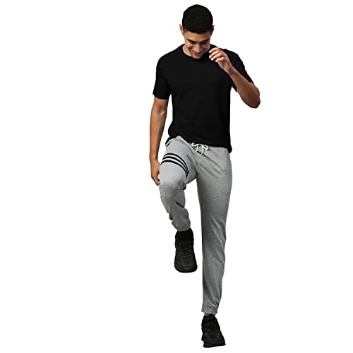 Image of Hubberholme Men's Cotton Blend Slim Fit All Season Wear Track Pants (Slant 3 Stripes Design)