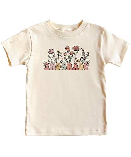 Floral 2nd Grade Shirt for Girls Cute Wildflower Boho Graphic Tee for Kids2