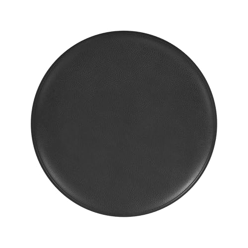Image of HomePop 18 inch Round Ottoman - Black Faux Leather