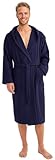 Twinzen Bademantel Herren 100% Baumwolle - Weich, Saugfähig, Aus Frottee, Oeko-Tex Zertifiziert - Dunkelblau, Größe L