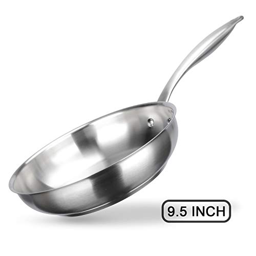 Duxtop Professional Stainless Steel Fry Pan, Induction Ready Cookware with Impact-bonded Technology, 9.5