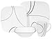 Corelle Square 16-Piece Simple Lines Design Dinnerware, with Service for 4, Features Chip Free and Break Resistant Dishware, is Microwave Safe, Oven and Dishwasher Safe, with Bold and Bright Colors, Scratch and Fade Resistant, with Stackable Design for Easy Storage