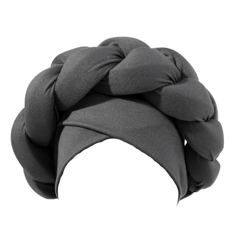 Nidddiv - Gorro de turbante para mujer (tejido bohemio), diseño de turbante africano para mujer, sombreros para mujer negras, sombreros turbantes sedosos trenzados, Gy1, Talla única