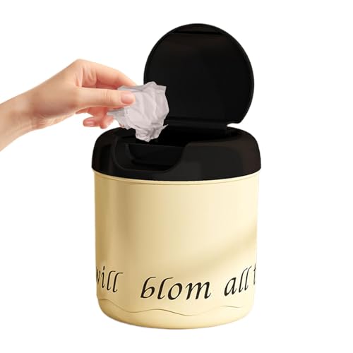 Papelera de apoyo, pequeño cubo de basura – Papelera de mesita de noche para la casa con tapa, cubo de basura plegable pequeño cubo de basura de apoyo con tapa, cesta para la decoración de Stan