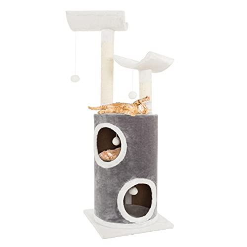 Torre para Gatos de 5 Niveles con Rascadores y Juguetes Gris miniatura 1