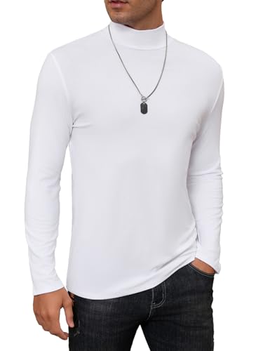 Mens Mock Turtleneck Long Sleeve Slim Fit Shirts Basic Casual Undershirts Lightweight Pullover2