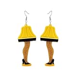 A-1 Cute Women's Leg Lamp Earrings - Funny Acrylic Yellow Skirt Earrings Movie Themed Party Jewelry