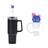 1 tapón de pajita de bola de cactus azul marino de 10 mm, bonito tapón de pajita, tapón de popote, tapones de extremo de pajita, cubierta de extremo de pajita, cubierta de popote, tapones antipolvo