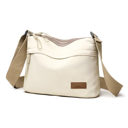 Bolsas transversais para mulheres, bolsa de ombro pequena, de nylon, leve, casual, simples, adequada para o trabalho, viagens diárias, Bege