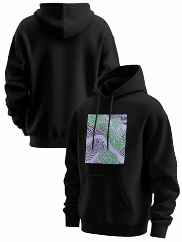 Black Green Mens Hoodies, Oversized Unisex Hooded Sweatshirts, Loose Fit Pullover Sweatshirts with Pocket2