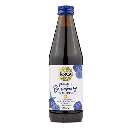 Biona Organic Blueberry Juice, 330ml - 100% Pressed Pure Juice from Organic Farms - Not from Concentrate - No Preservatives or Additives - Suitable for Vegans