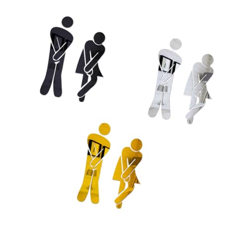 MAGICLULU 3 Pièces Stickers Toilette Miroir Autocollants Muraux Amovibles Décoratifs pour Salle de Bain Hôtel Restaurant Couleurs Assorties