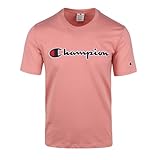 T-shirt Champion Script Logo Pink Champion - Logo rose - Avec coupe droite - Fabriqué en coton avec logo de la marque et design uni et manches courtes.