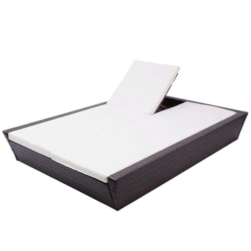 Image of BRISHI Outdoor /Pool Side /Garden /Balcony /Porch /Backyard /Terrace /Patio /Beach /Rectangular Sofa Sunbed Wicker and Rattan Daybed (Brown /White)