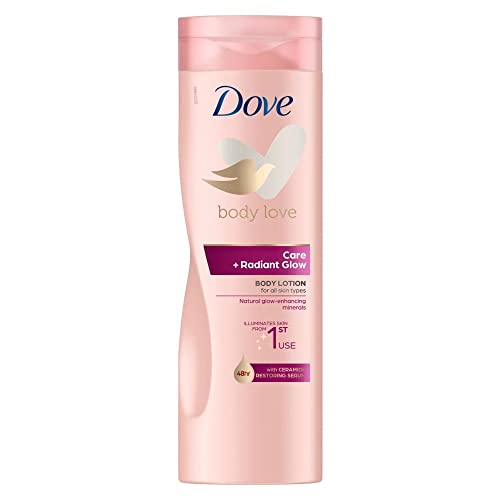 Dove Crema Hidratante Corporal Iluminadora Care + Radiant Glow con Sérum Restaura Ceramidas y Minerales Naturales para Todo Tipo de Piel, 400ml