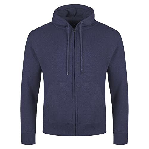 Adults Unisex Mens Ladies Full Zip Hoodies Womens Fleece Sweatshirt Plain Top (Navy,X Large)