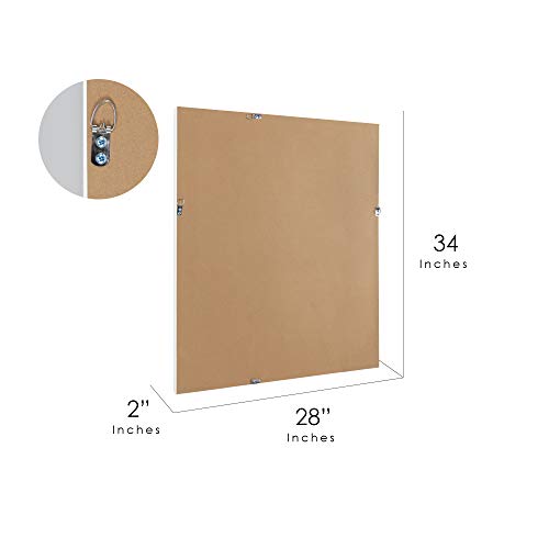 Head West Contemporary Glossy White Framed Beveled Accent Wall Vanity Mirror - 27.5 X 33.5 #TOP5