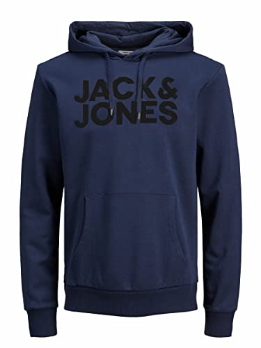 JACK & JONES Herren JJECORP Logo Sweat Hood, Navy Blazer/Large Print/W Bla, XXXL JACK & JONES Herren JJECORP Logo Sweat Hood, Navy Blazer/Large Print/W Bla, XXXL
