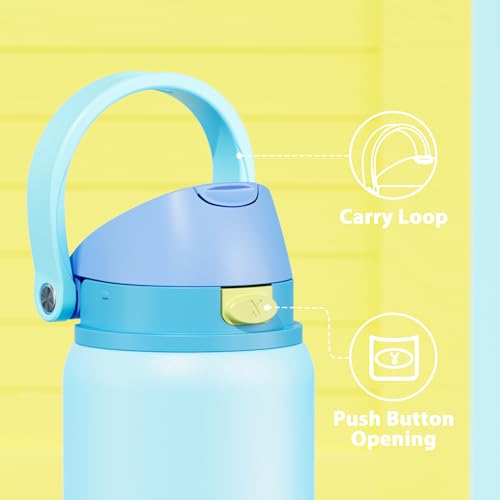 Image of 32 oz Insulated Water Bottle for Men: Meoky Stainless Steel Water Bottle with 2-in-1 Straw and Spout Lid - Leak Proof, Cold for 24 Hours, Protective Silicone Base, BPA-Free for Sports Gym, Azure