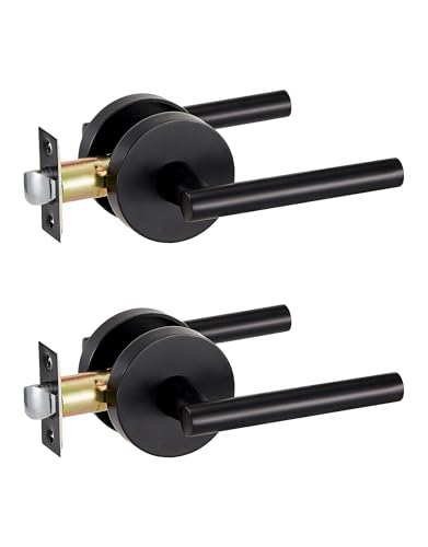 Image of Lethato Matte Black Passage Door Handles, Closet Door Handles Black,Matte Black Dummy Closet Handle, Black Door Handle Passage for Closet /Hallway(2 Packs)