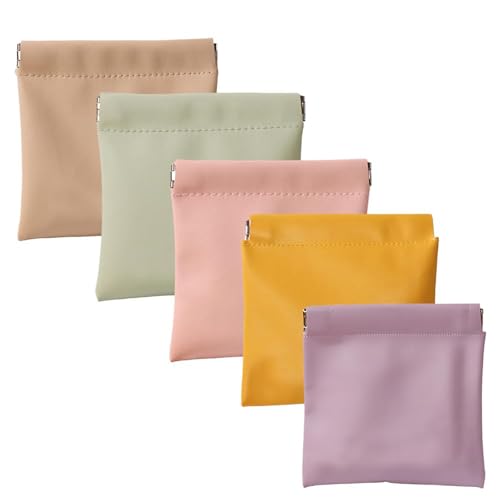 Pouchic - Personalized Snap Closure Leather Organizer Pouch, Pouchic Leather Organizer, 5 PCS Small Makeup Bag for Purse Pouch Lambskin (2XL,A+L+P+Y+P)