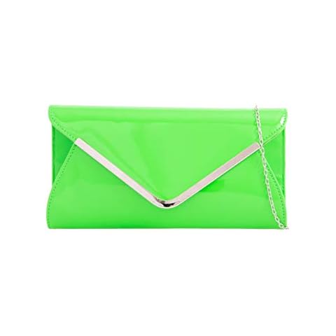 LeahWard Women's Flap Clutch Bag Wedding Party Handbags (Neon Green) Cover