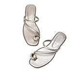 Women's Toe Ring Thong Sandals Open Toe Slide Flat Sandals Casual Summer Flip Flop Flat Sandals